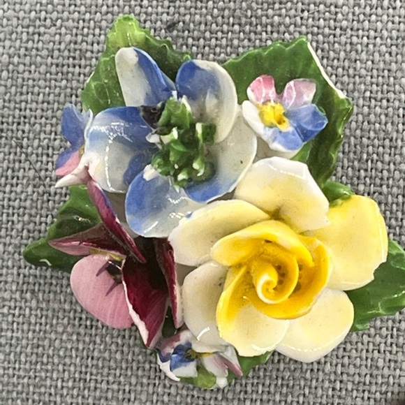 Vintage Coalbrook China floral Brooches made in England - Picture 7 of 9